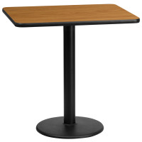 Flash Furniture XU-NATTB-2430-TR18-GG 30" Rectangular Natural Laminate Table Top with Base